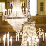 hanging glass bead chandelier with candle lights